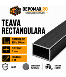 Teava rectangulara 120 x 60 x 5 mm, 6 metri